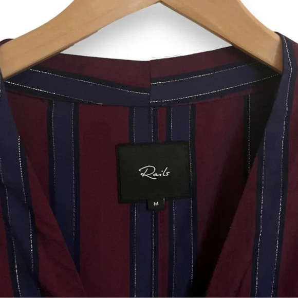 Rails Sloane Janeiro Striped Tie-Front Long Sleeve Top Size Medium - Picture 6 of 9